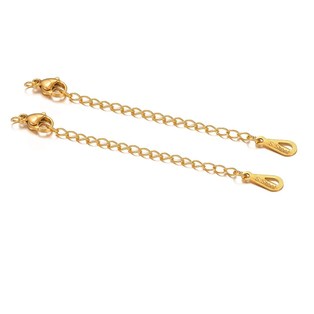 10pcs Stainless Steel Lobster Clasps 5cm Extension Extended Tail Chains for DIY Jewelry Making Bracelet Necklaces Connectors