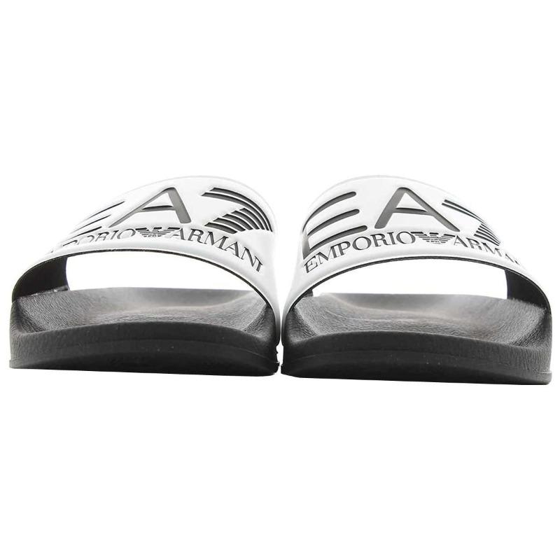 EMPORIO ARMANI Open Toe Slip On Slide Slippers Men Black And White XCP001XCC22Q737