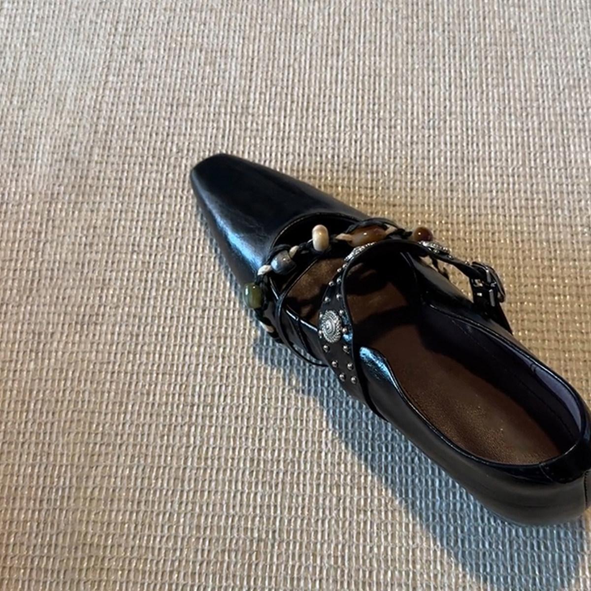 

Niche style inner height increase design Mary Jane shoes women s head with single shoes 42 чорний