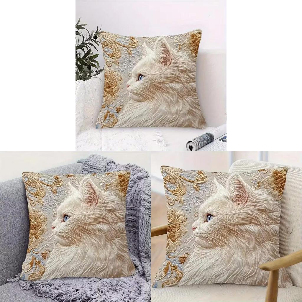 Animal Series Soft Velvet Cushion With Gold Lion Pattern For Bedroom And Sofa