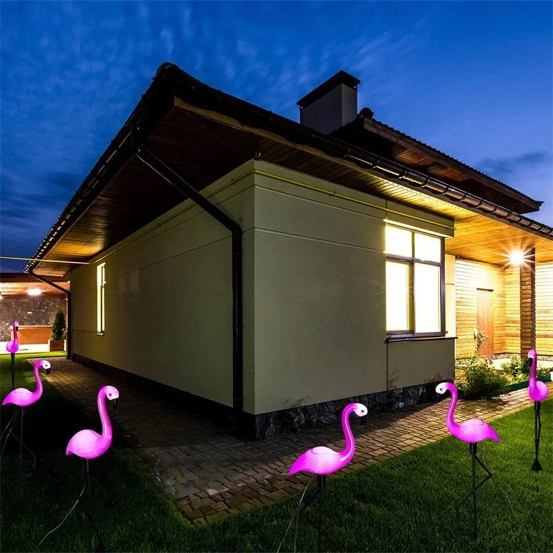 1pc Flamingo Garden Led Stake Waterproof LED Landscape Ground Lamp Outdoor Solar Lights for Outdoor Pathway Xmas Garden Decor