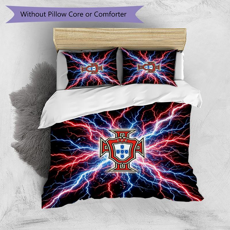 Portugal Football Printed Bedding 3 Piece Set Cozy Breathable Bed Cover Set As Housewarming Holiday Gift