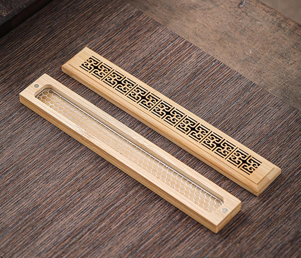 Cedar Eight Horizontal Incense Holder, Stylish Japanese Retro Style, Cute Interior Decor, Incense Stick Holder (Wave Pattern)