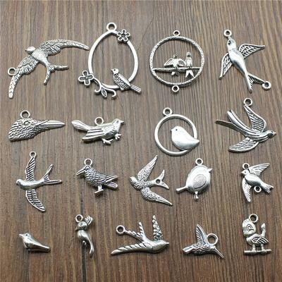 10pcs Bird Charms Antique Silver Color Bird Charms Pendants For Bracelets Flying Bird Charms Making Jewelry