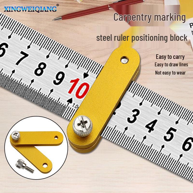Steel Ruler Limiter & Positioning Block for Woodworking Marking