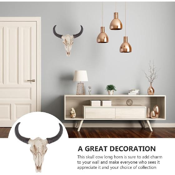 SEWACC Skull Decor Halloween Decor Cow Skull Wall Decor Resin Animal Wall Decors Hanging Pendant Crafts Ornaments Creative Halloween