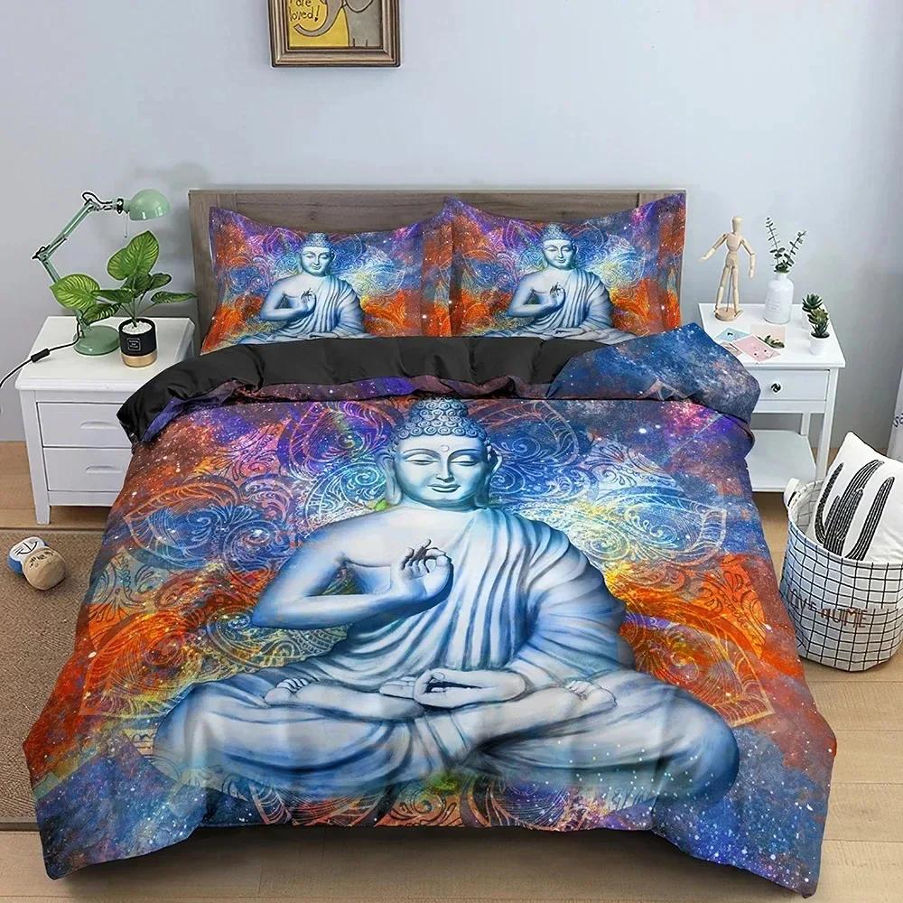 Buddha Bedding Set 3D Bodhisattva Duvet Cover Set Single Double Queen Size Home Textile Gifts for Buddhist