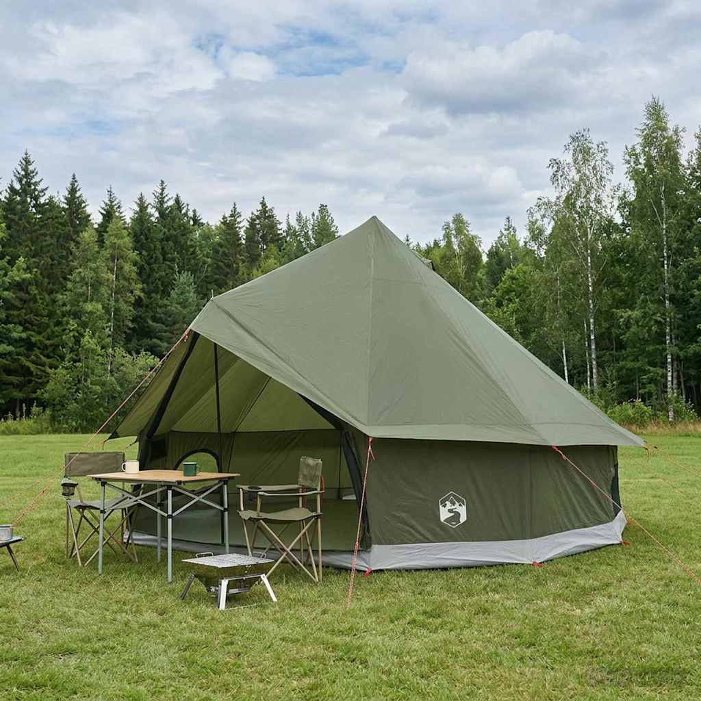Tipi Zelt Olivgrün 300 x 300 x 200 cm Polyester und Stahl
