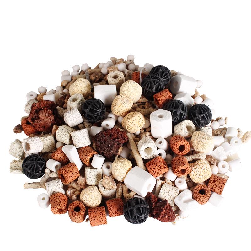 Aquarium Filter Media: Ceramic Rings, Activated Carbon, Volcanic Rock, Bacteria House - Ten-in-One Purifying Filtration Material with Free Bag