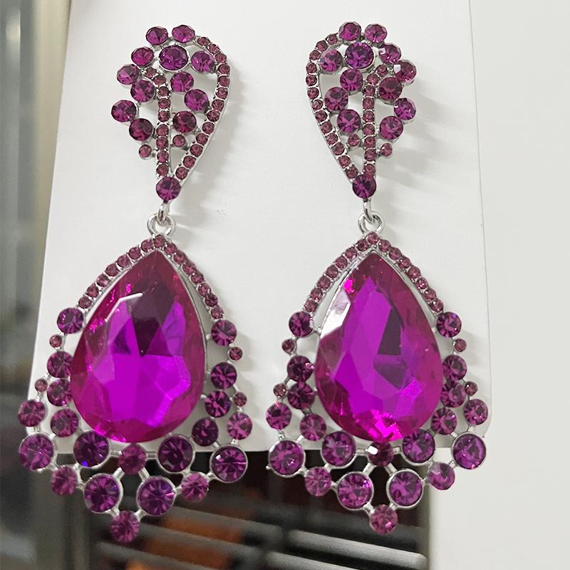 2022 New Products 16 Colors New Rhinestones Jewelry Statement Earrings Big Glass Drop Earrings for Women Fashion Accessories