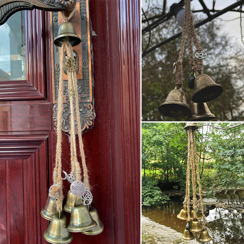 Handmade Witch Bells Pendant Magical Chime Witch Wind Protection Door Hangers Good Luck Crafts Gifts Garden Home Decoration