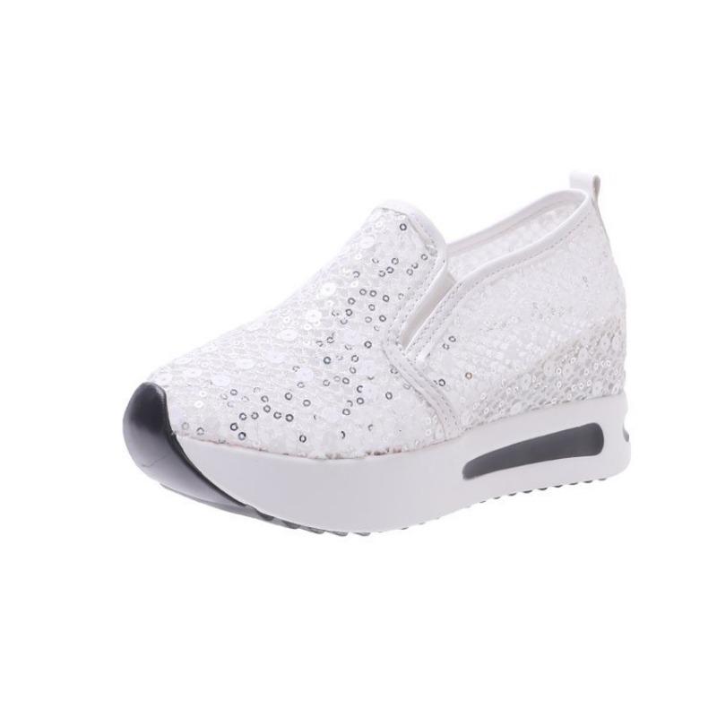 Large size mesh casual single shoes women's summer mesh sequins sports casual sandals women