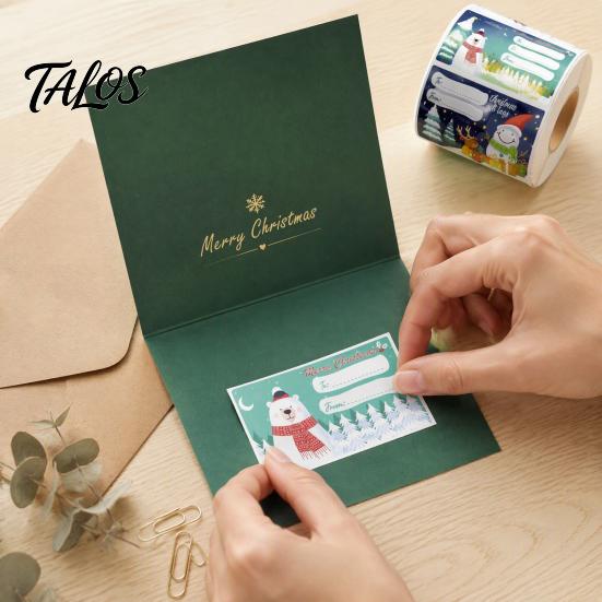 Holiday Greeting Card Embellishments Christmas Sticker Labels for Gift Wrapping, Self-Adhesive Tags with Blank Self Adhesive Stickers Writing