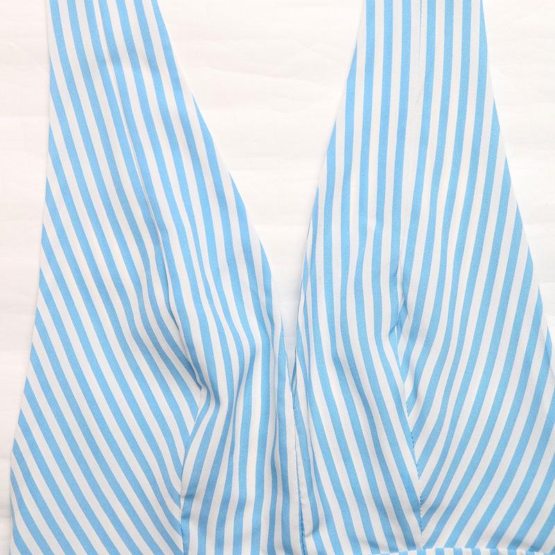 2026 Summer Resort Striped Cross-Backless Jumpsuit