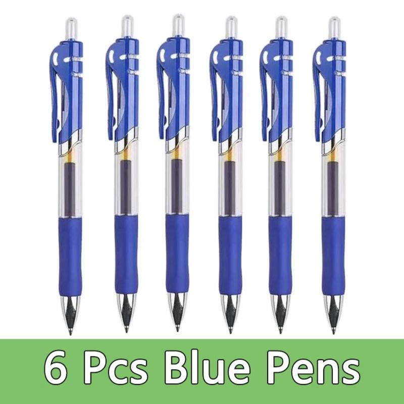 

Press Gel Pen Signature pens Refill Press Blue Black Red Pen Bullet tip Gel Pen School office supplies stationery 6pcs синій