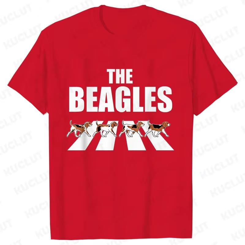 T-shirt Unisex WoUnisex Classiche Top Moda Casual Manica Corta Girocollo T-shirt The Beagles Cane Beagle Pazzo Unisexs Magliette T-shirt