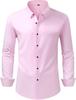 Camisa Social Masculina de Manga Longa Elástica Não Amassa - Cor Sólida