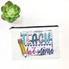 Teach Love Inspire Teacher Makeup Cosmetic Bags  Back To School Gift Beauty Cases Pencil Pouch Organizer Storage Box Mini Purse