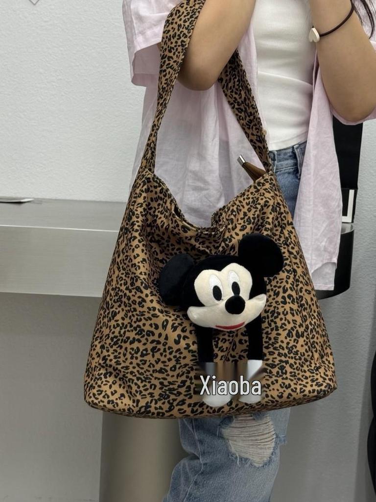 Trendy Leopard Print Mickey Tote: Fashionable, Large Capacity, Cute & Stylish Women's Shoulder Bag