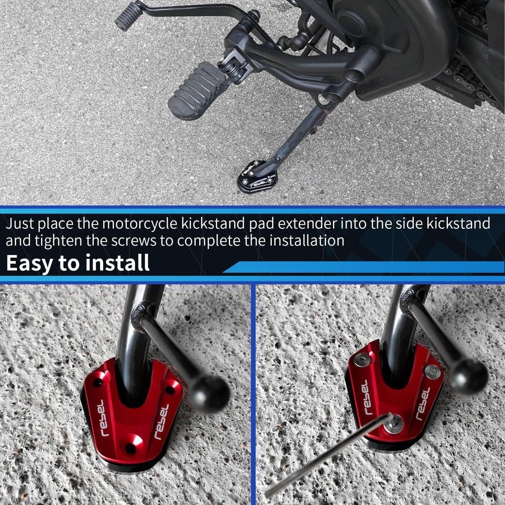 GFARDMOTO Kickstand Extension Pad Side Stand Extension Pad Motorcycle Kickstand Bike Side Stand for