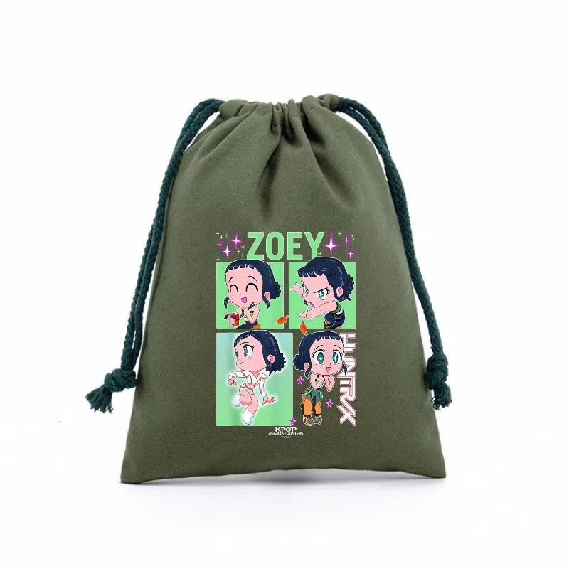 KPop Demon Hunters Storage Drawstring Bag Music Cartoon Party Cookies Candy Package Kids Gift Bags Print Cotton Key Pouch