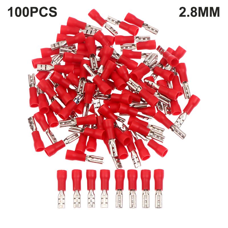100Pc 2.8/4.8/6.3mm Insulated Spade Wire Connector Male Female Electrical Crimp Terminal Connector Wiring Cable Plug Red Blue