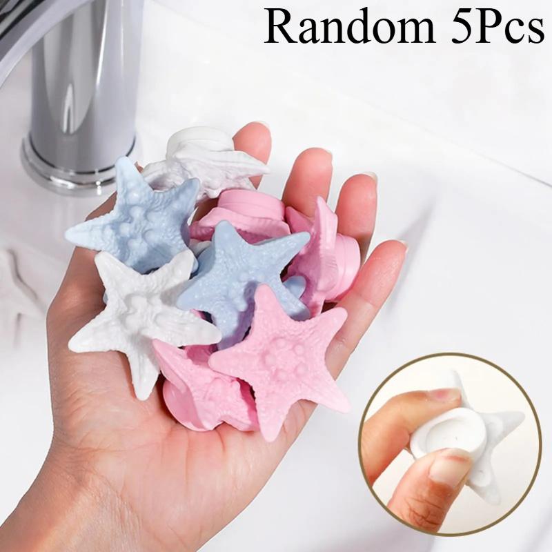 

5Pcs Starfish Shape Sink Overflow Hole Plug For Men Women Kitchen Bathroom Decor Practical Tool Water Saving Design Easy To Use