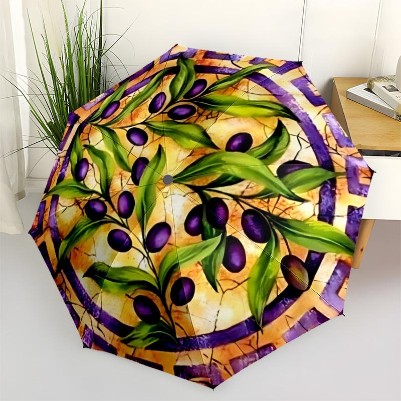 

1pc Olive Branch Decorative Automatic Open/Close Umbrella, Lightweight for Women/Men, Perfect Gift - for Everyday or Holiday Eventsyy251127056
