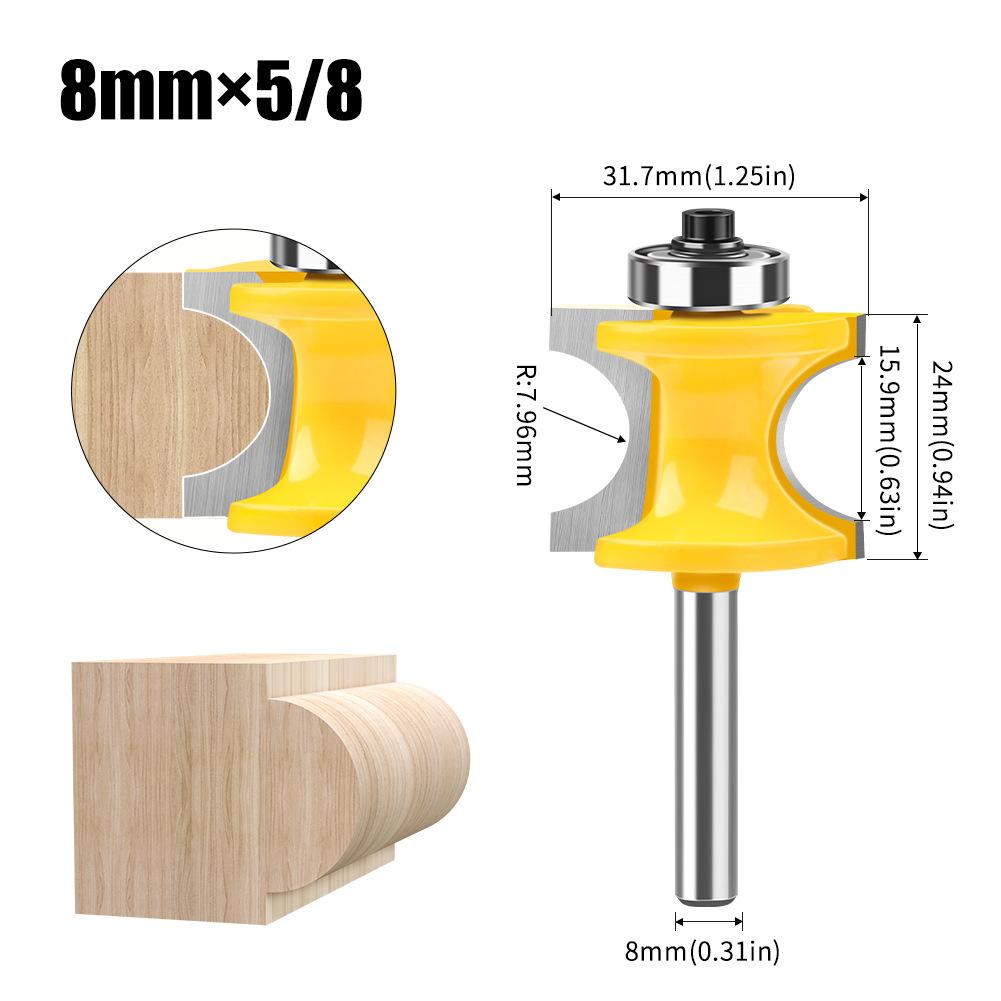 High-Grade 8-Handle Bearing Positive Semicircular Cutter Ball Milling Cutter Wooden Stick Milling Cutter Positive Semicircular