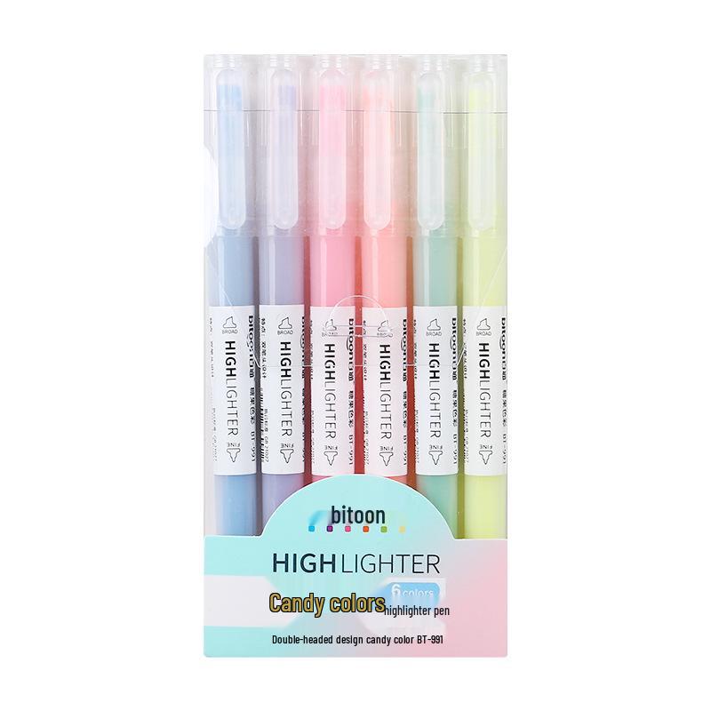 

6-Color Candy Fluorescent Highlighter Set for Journals and Study