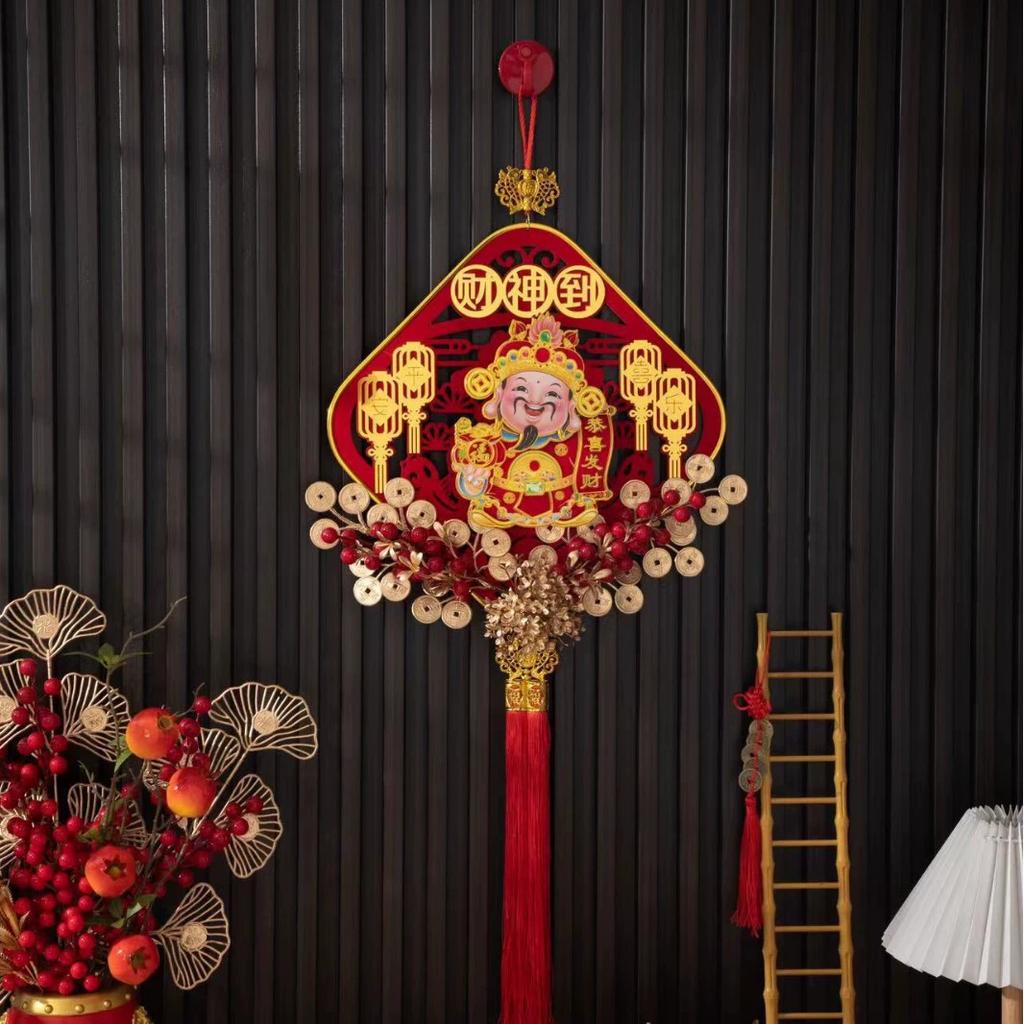 2026 Electric Shaking Head God Pendant New Year God of Wealth Hanging Statue Spring Festival Red Chinese Knot Pendant Decoration