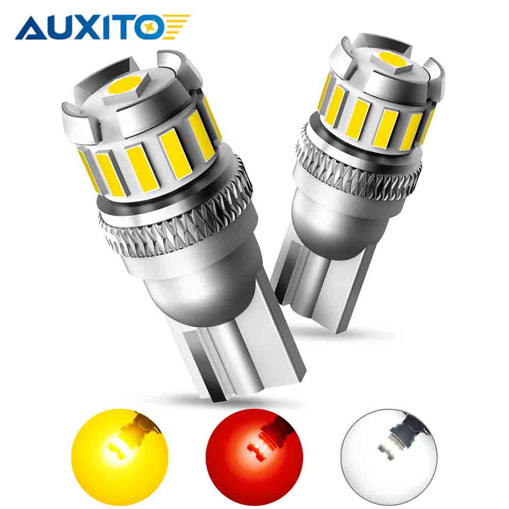 AUXITO 2PCS T10 W5W Red LED Bulb Canbus 194 168 White Car Interior Lights Yellow License Plate Leds Lamp Reading Trunk LIght 12V Dome Lights 6