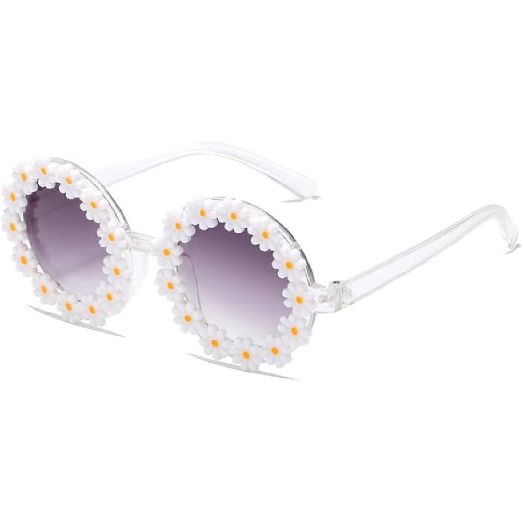 Round Flower Sunglasses for Girls Flower Shaped Cute Glasses UV 400 Protection Outdoor Beach Girl Boy