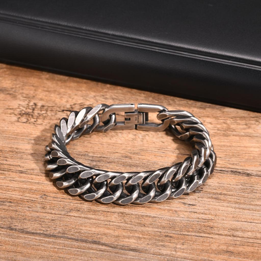 Herren Retro Edelstahl Kettenarmband, Punk Geometrische Kettenglieder Armband Geschenke