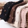 4 Pairs Japanese Style Women Cotton Socks Floral Knitted Mid Calf Crew Socks Ruffle Lace Trim Sweet Cozy Breathable Stockings