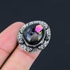 925 Sterling Silver American Dichroic Glass Stone Stackable Ring Jewelry US 6.5