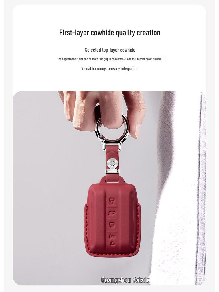 Premium Leather Car Key Cover for Tank 400 - Genuine Cowhide Key Bag with Buckle for Men and Women