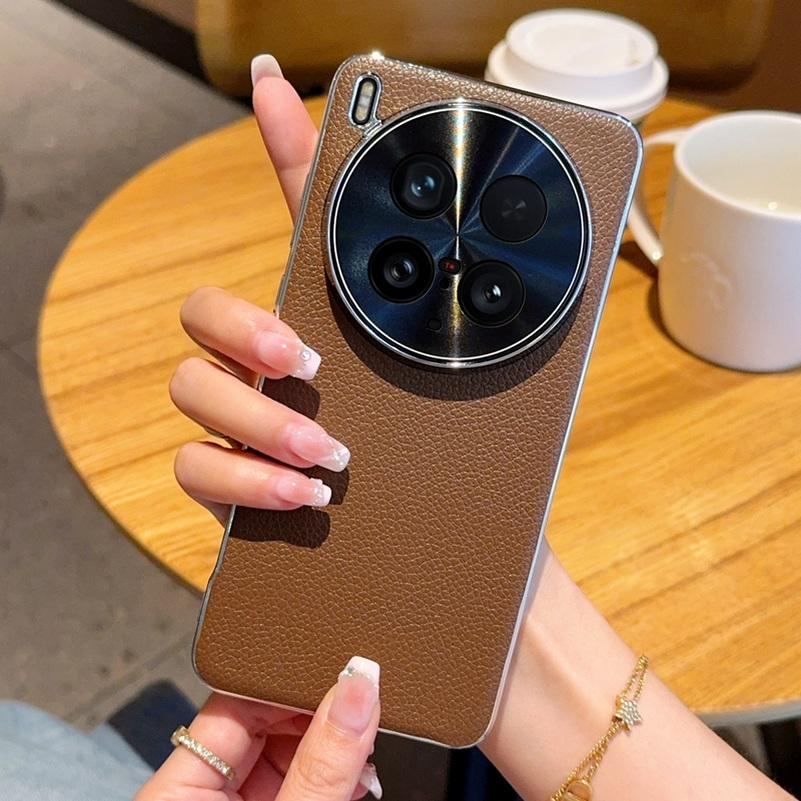

Skin Feel Lychee Leather Electroplated Frame All-inclusive Lens Case For VIVO X200 Ultra X200s X200 Pro X100s Pro X100 V40 Cover vivo X200 Pro