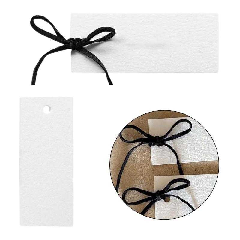 50Pcs Multipurpose Seating Cards with 50 Soft Velvety Ribbon 10x4cm Empty Table Place Card For Weddings And Celebration