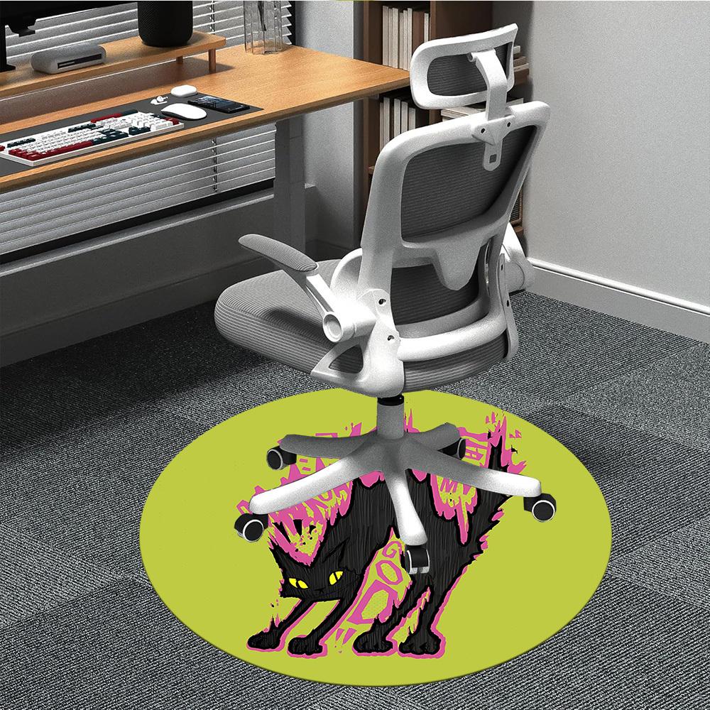 1pc Cat Artwork Office Round Area Rug, Mat Suitable For Office, Under Office Chairs Bedroom Living Room Home Decor, Room Deco