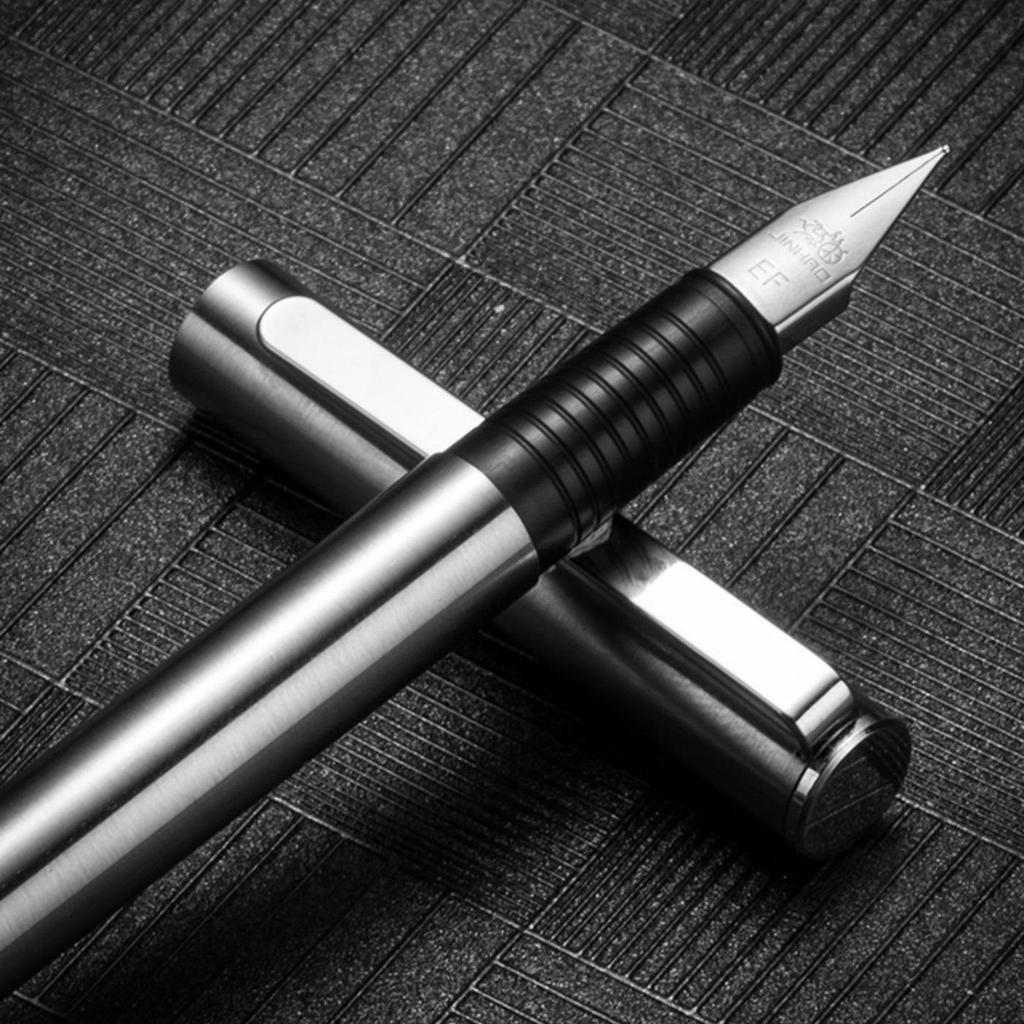 Jinhao 65 Fountain Pen Matte Black All Steel Barrel Extra Fine Nib Ink Pens for Writing Office School Calligraphy