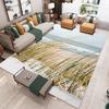 Coastal Theme Area Rugs Beach Reed Seascape Design Turtle Shell Pattern for Coastal Living Room Decor