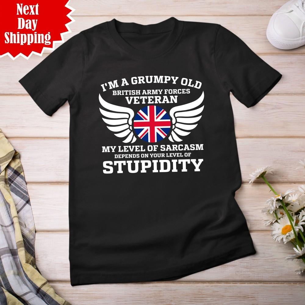

I m Grumpy Old British Armed Forces Veteran T Shirt Uk Flag Independence Day Top XL