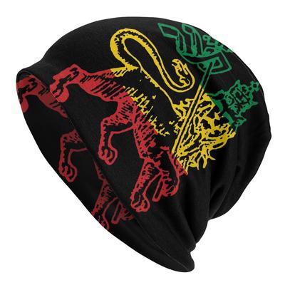 Lion Of Judah Flag Ethiopia King Selassie Rasta Beanie Unisex Hip Hop Winter Warm Skullies Beanies Hats Adult Knitted Bonnet Cap