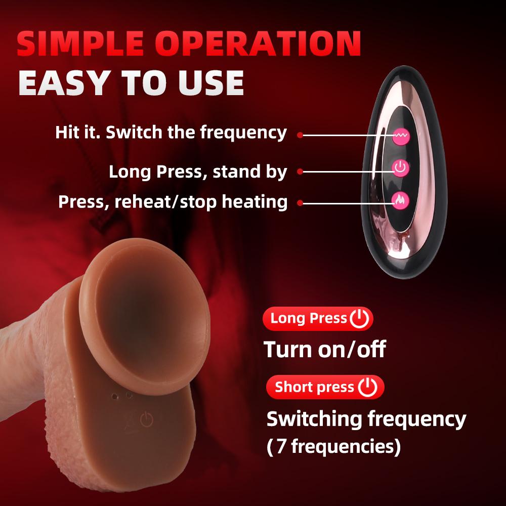 Dildo Realistic Telescopic Thrusting Vibrator Rotating Heating Remote Control G-Spot Clitoral Anal Stimulation Female Masturbation Adult Women Sex Toy