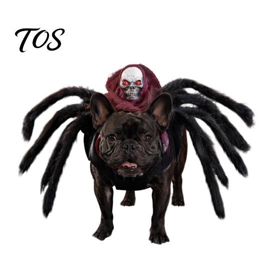 Universal Size Spider Outfit for Dogs Pet Costume, Halloween Cat with Skull Face, Black Holiday Costumes Social Media Photos Apparel Cats Cosplay