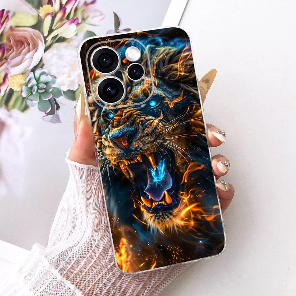 For Oppo Reno15 F Phone Case On Reno 15 15F Casing Cool Dragon Lion Tiger Cartoon Printed Back Cover Clear Soft Silicone Capa
