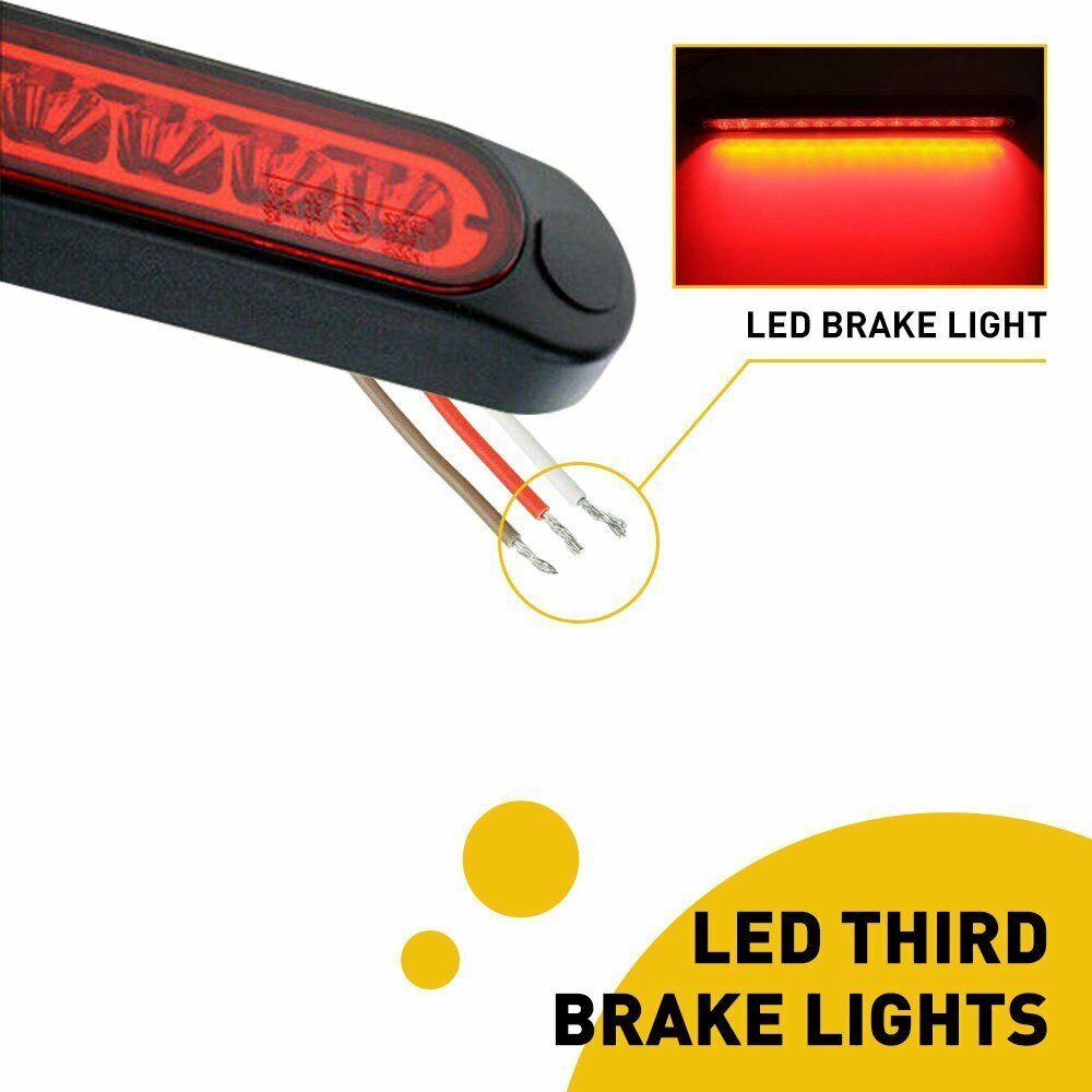 Car LED Third 3RD Brake Lights Bar Ultra-Thin Rear Parking Signal Lamp Truck High Mount Stop Warning Light Universal 24V 12V RedBack Up Lights 1