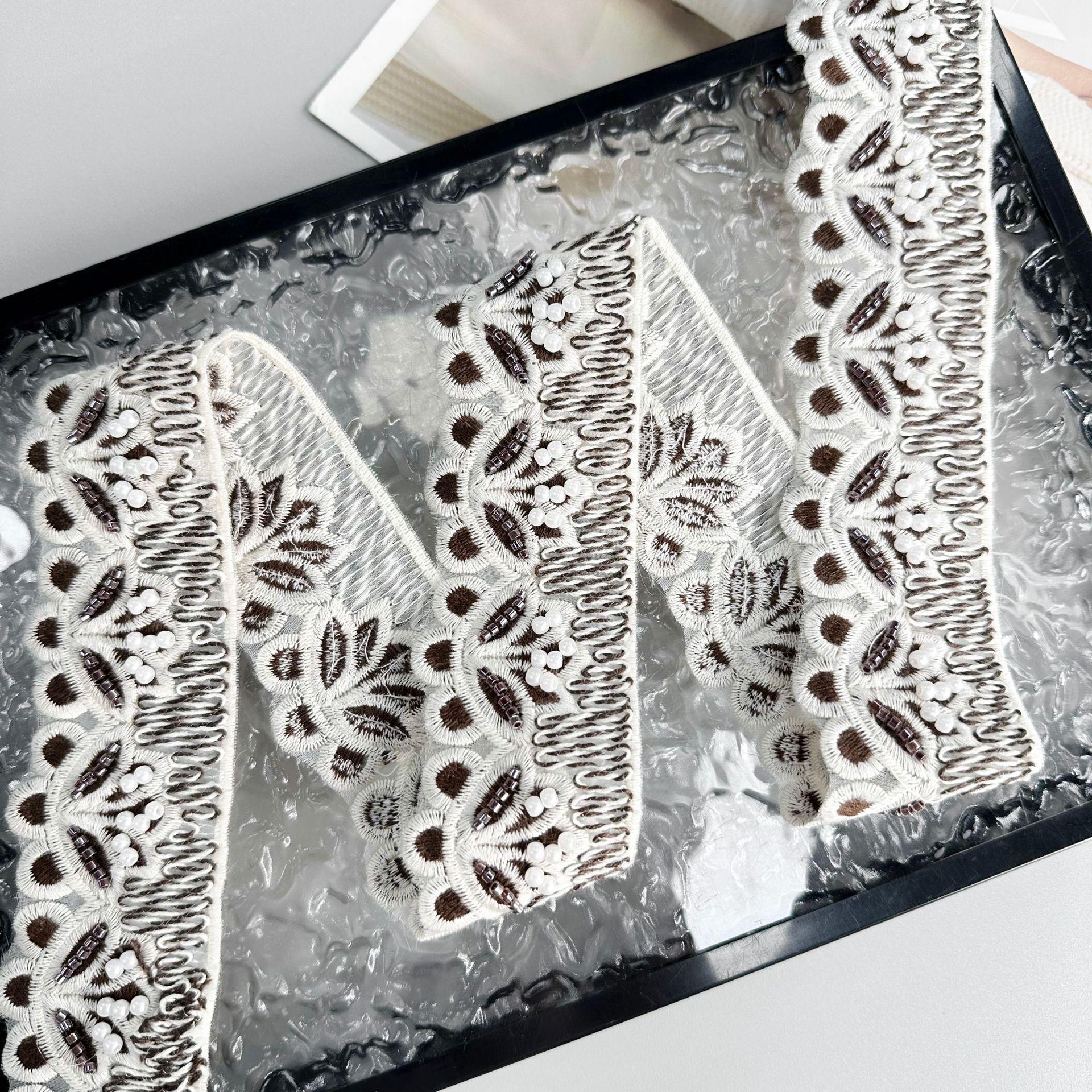 

4,5 см Органза Бисер Вышивка Штрих-код Кружево Изысканное Украшение Окна Одежда Багаж Пояс Декоративное Кружево Аксессуары T3179 brown one size