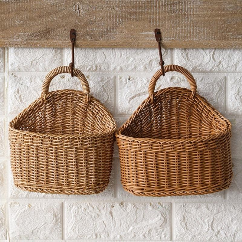 Versatile Hanging Storage Organizers Basket Sturdy PP Weave Wall Mounted Accessory for Home Decoration and Office Use